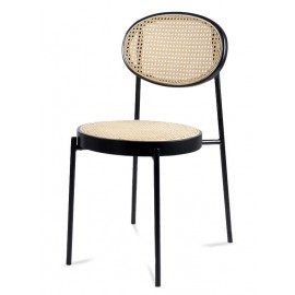 Preston Stuhl aus natürlichem Rattan und schwarz lackiertem Aluminium