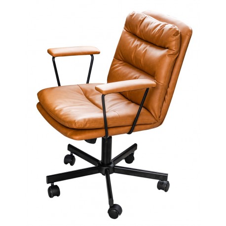 Krzesło biurowe tapicerowane brązową sztuczną skórą