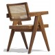 Krzesło Compass z podłokietnikami z drewna tekowego i naturalnego rattanu